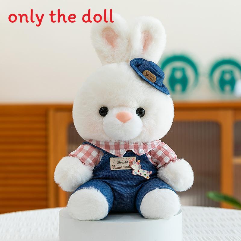 Rabbit Plush Doll With Checkered Clothes And Hat Decorations For Children And Adults