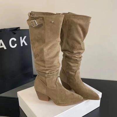 Fashion Pointed Toe Shoes for Women 2024 Autumn New Loose and Comfortable Women's Knight Boots Simple and Versatile High Heels Boots