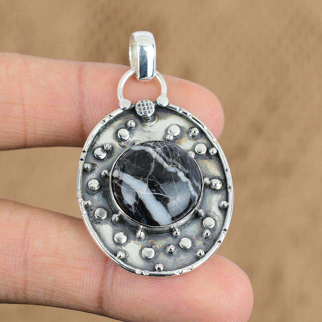 Womens Day Deal Sterling Silver Zebra Jasper Stone Daughter New Pendant Jewelry