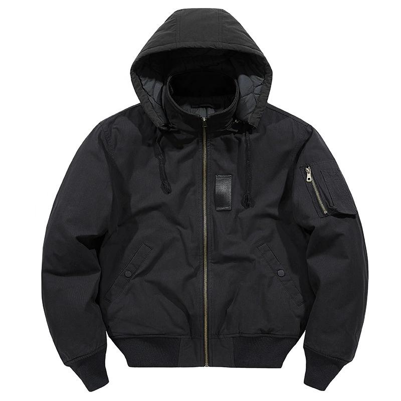 Chaqueta de Invierno de Algodón Puro con Sombrero Desmontable para Hombre, Ropa de Trabajo Casual, Ropa de Algodón, Traje de Vuelo Holgado, Chaqueta de Algodón para Hombre