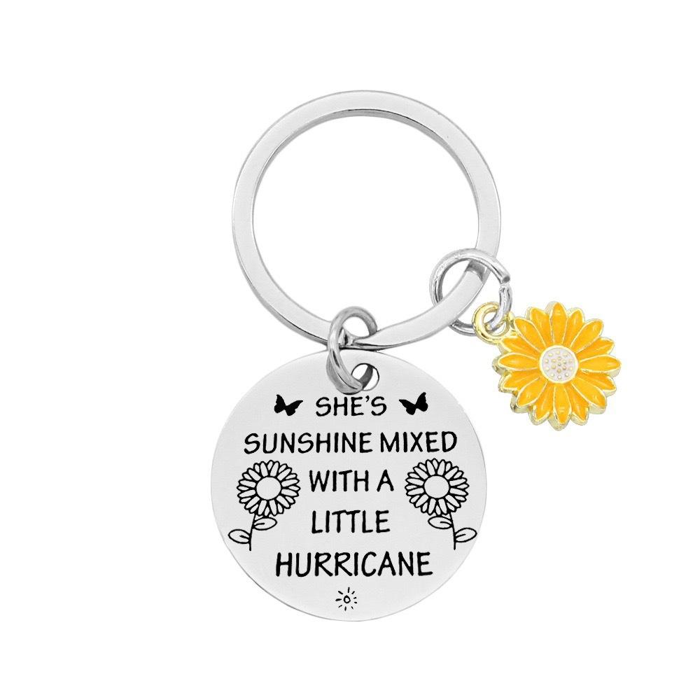 Versatile Stainless Steel Key Sunflower Accessory Keychain Send To Friends Thanksgiving Small Gift Laser In Stock Keychain for Backpack Bag Pendant