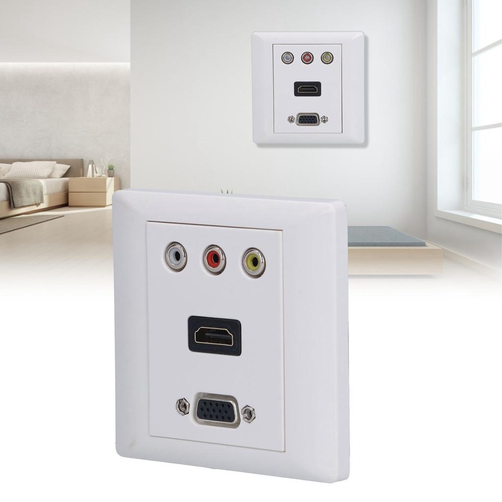 VGA 3 RC A   Video Wall Plate 1080P AV Wall Socket with High   ABS Plastic for Home Theater HDTV Set Top Box Digital TV