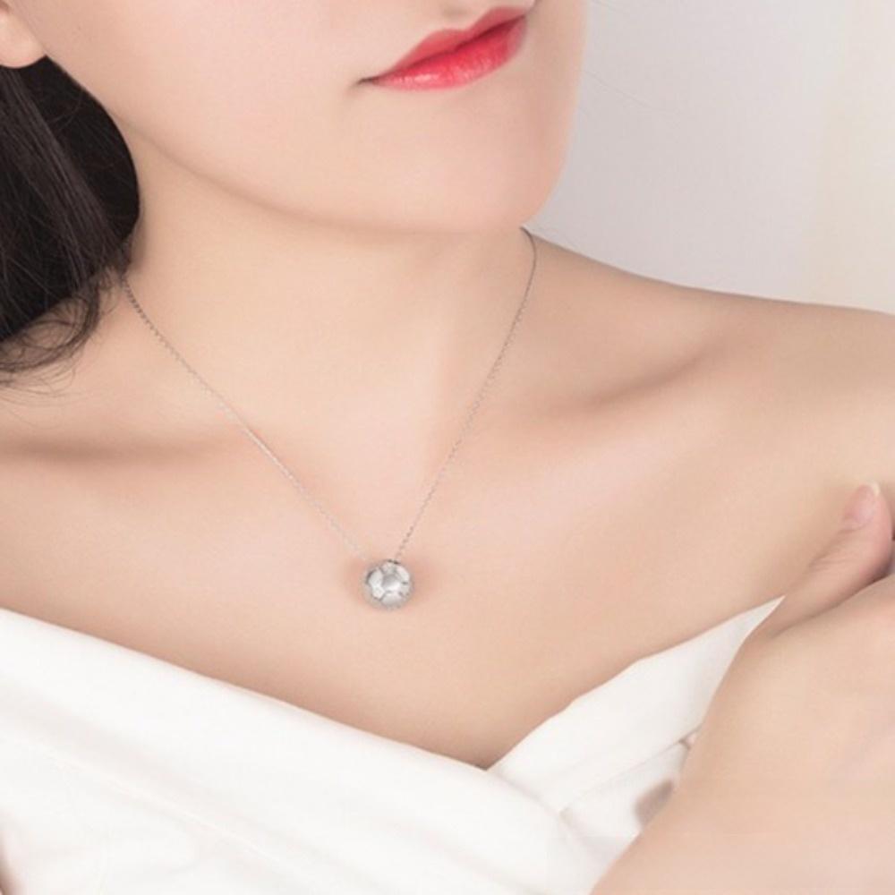 3D Football Necklace Rhinestone Soccer Necklace Creative Football Pendant Choker  Men