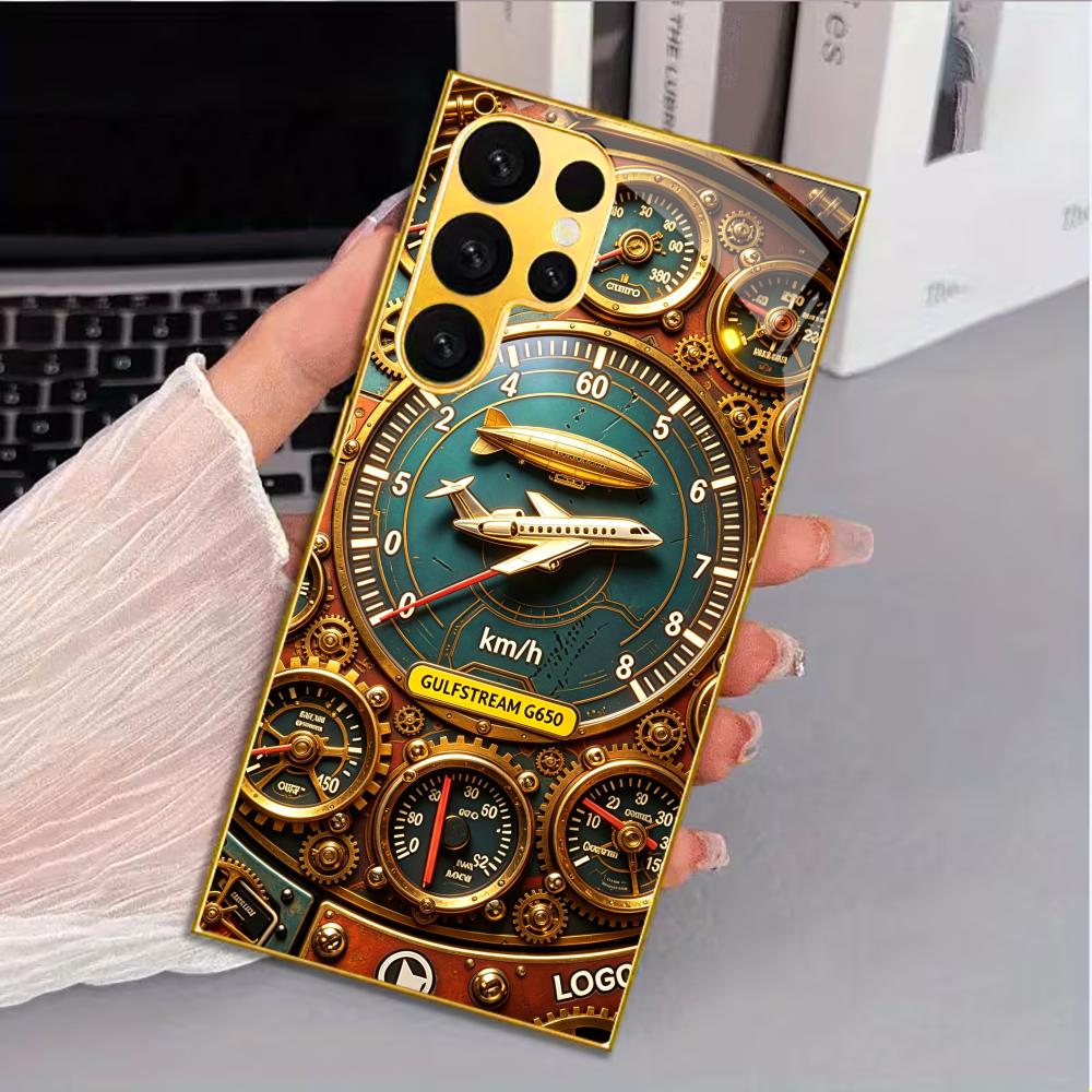 Vintage Airplane Gauges phone case s26 ultra case s25 ultra case glass for Samsung Galaxy S26 S25 S24 S23 S22 FE Ultra Plus