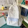 Schoolbag Fog Hemp Gray Blue Stripe Japanese Ins Junior High School Students Campus Class Commuting Versatile Going Out Lightweight Backpack