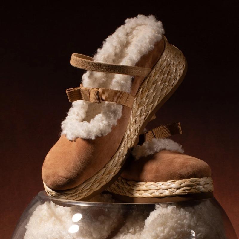 

Thick-soled Toe Cap Single Shoes for Women s Autumn and Winter Wedge Heels 40 коричневий