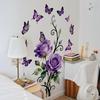Valentine's Day Floral Wall Stickers, Rose Butterfly Decor, Living Room Bedroom Kids Room Holiday Background Wall Art