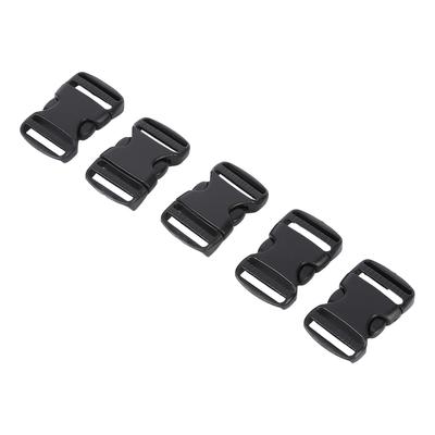 5Pcs Quick Release Buckle Plastic Dual Adjustable Strap Buckles Replacement DIY Craft for Backpack Black