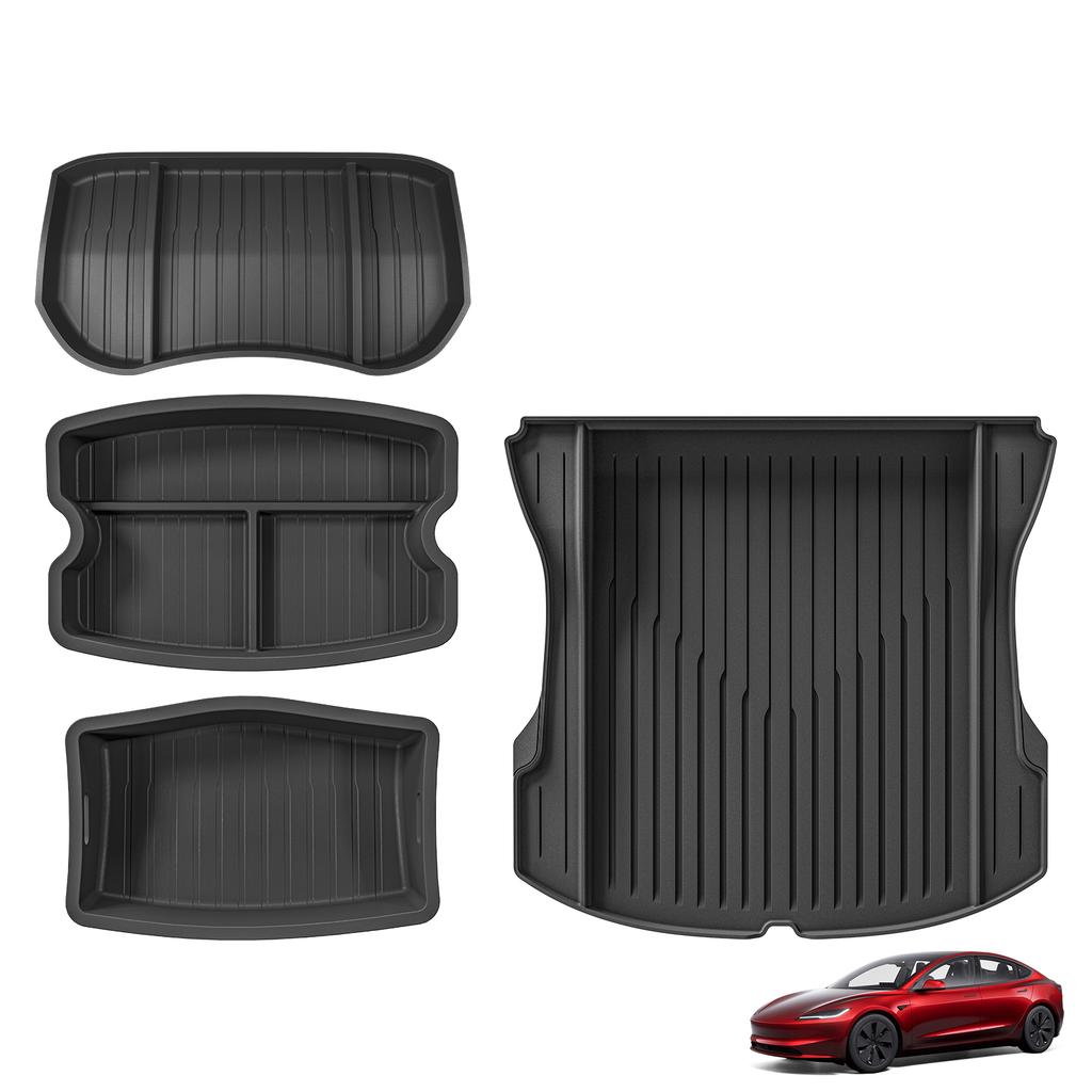 Smabee Left Drive for for Tesla Model 3 Highland 2024-2026 LHD TPE Car Floor Mat Trunk Liner Rear Trunk Pad Accessories Black