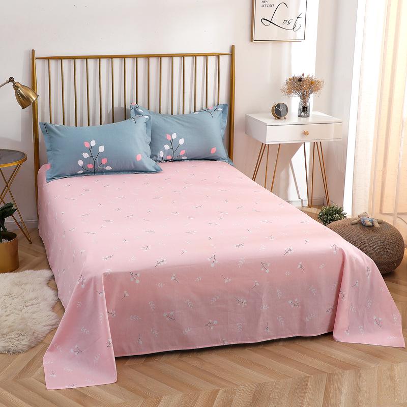 Simple Cotton Bed Sheet for Double Bed - Suitable for Summer & Student Dormitory, 40 Count, All Seasons