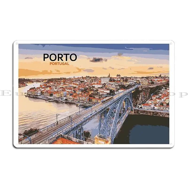 Porto Portugal Travel Poster Metal Sign Designs Wall Decor Wall Decor Garage Club Party Tin Sign Poster 20x30cm（7.8x11.8inch）