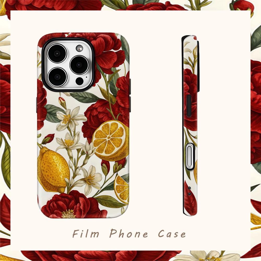 Crimson Peony & LemonFor Magnetic Phone Case for IPhone 17 16 15 14 13 Pro Max Plus Single Double-layer Tough Case