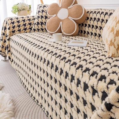 Kedi Tırmalama Önleyici Peluş Kanepe Havlusu Houndstooth Cilt Dostu Peluş Sıcak Ev Kaymaz Kılıf Her Şey Dahil Evrensel Kanepe Battaniyesi