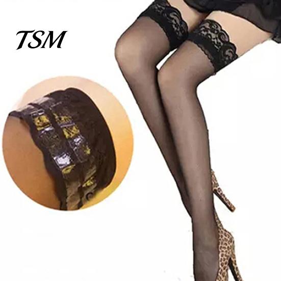 Women\'s Sexy Lace Top Silicon Strap Anti-skid Thigh Nightclub High Stockings