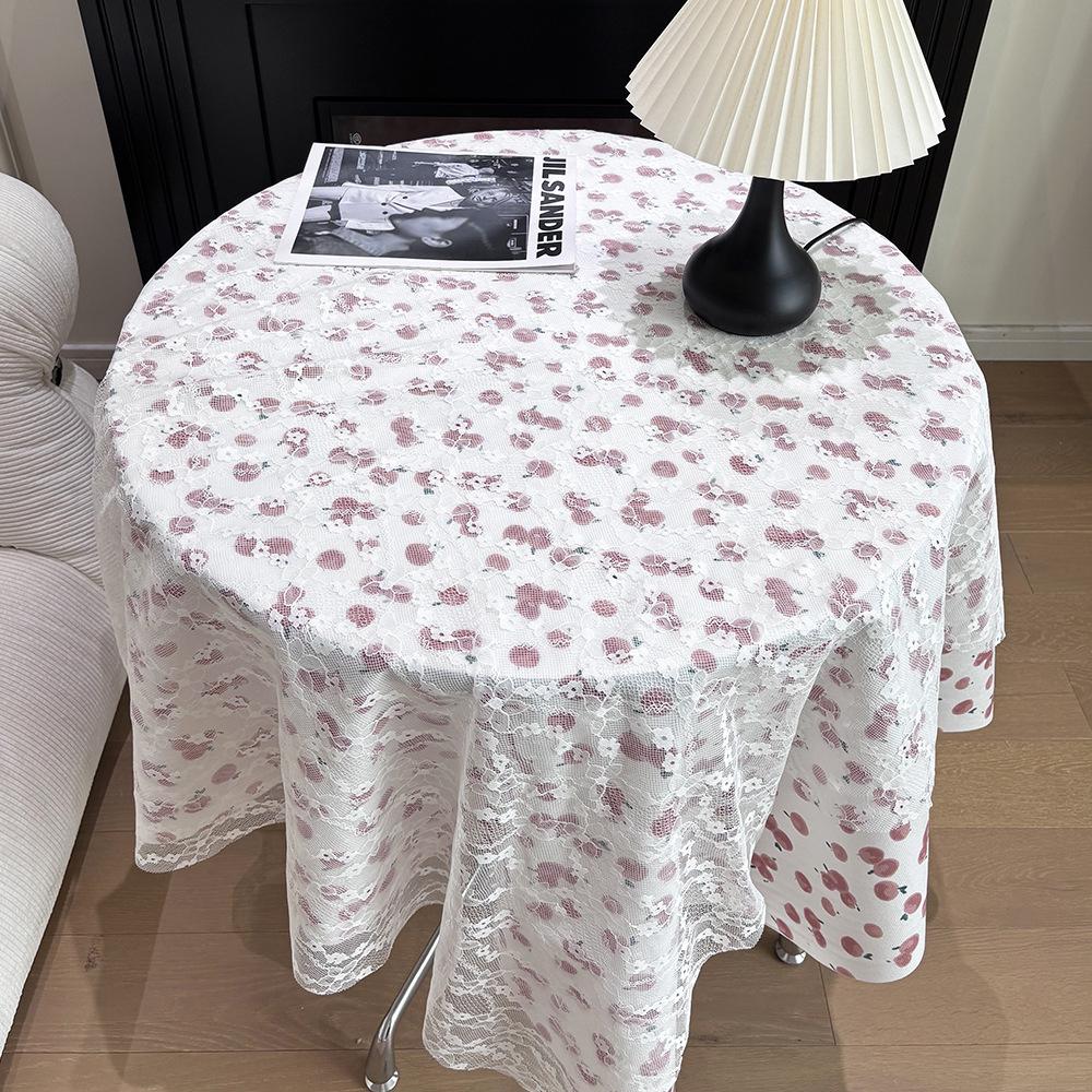 Lace Floral Tablecloth Desk Flannel Fabric Decoration Small Coffee Table Bedside Table Rectangular Retro Korean Style