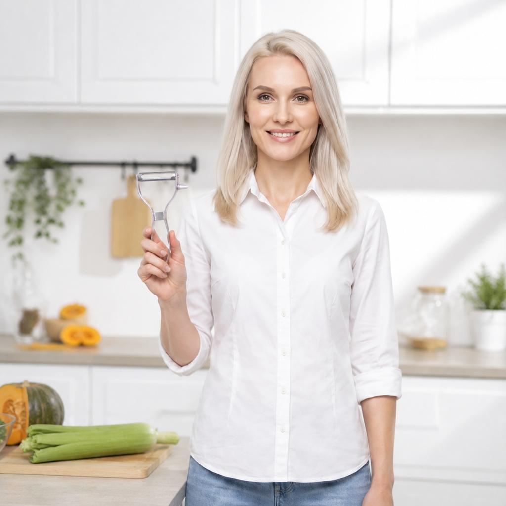 Pelador de Verduras de Acero Inoxidable con Mango Ergonómico y Hoja Angulada para Uso en la Cocina Herramienta para Pelar Frutas y Patatas Diseño Duradero