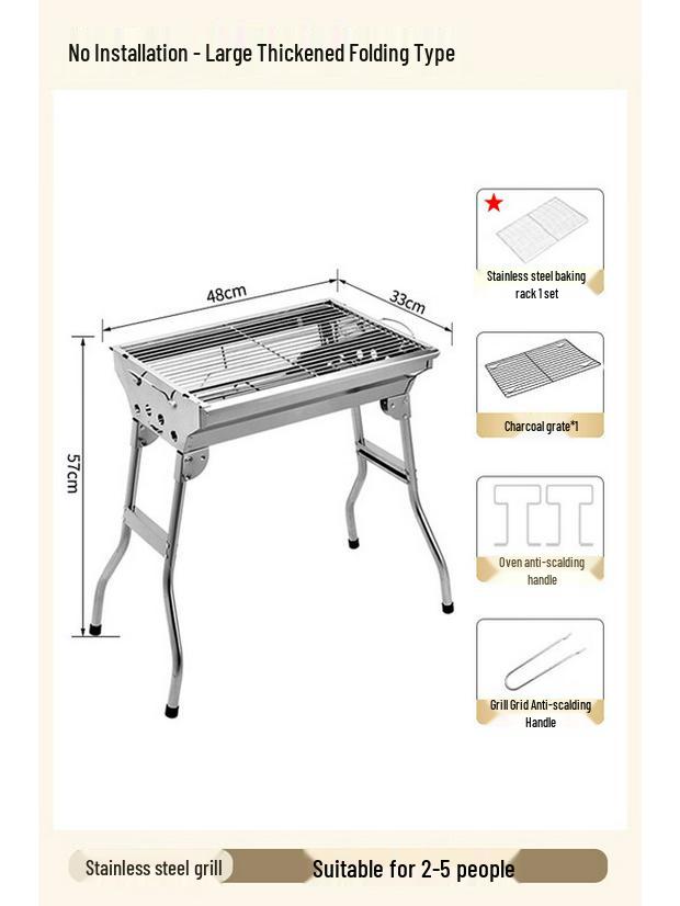 Portable Folding Stainless Steel BBQ Grill