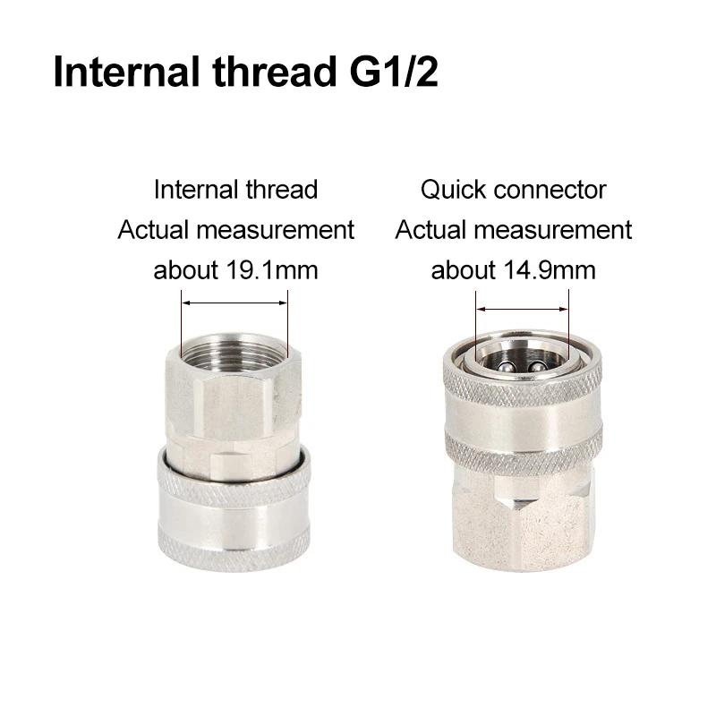 Stainless Steel G3/8 Pipe G1/2 High-pressure Water Gun Quick Connector