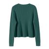 Women's Fashion Long-Sleeve V-Neck Lightweight Knit Sweater Solid Color Outerwear Top
