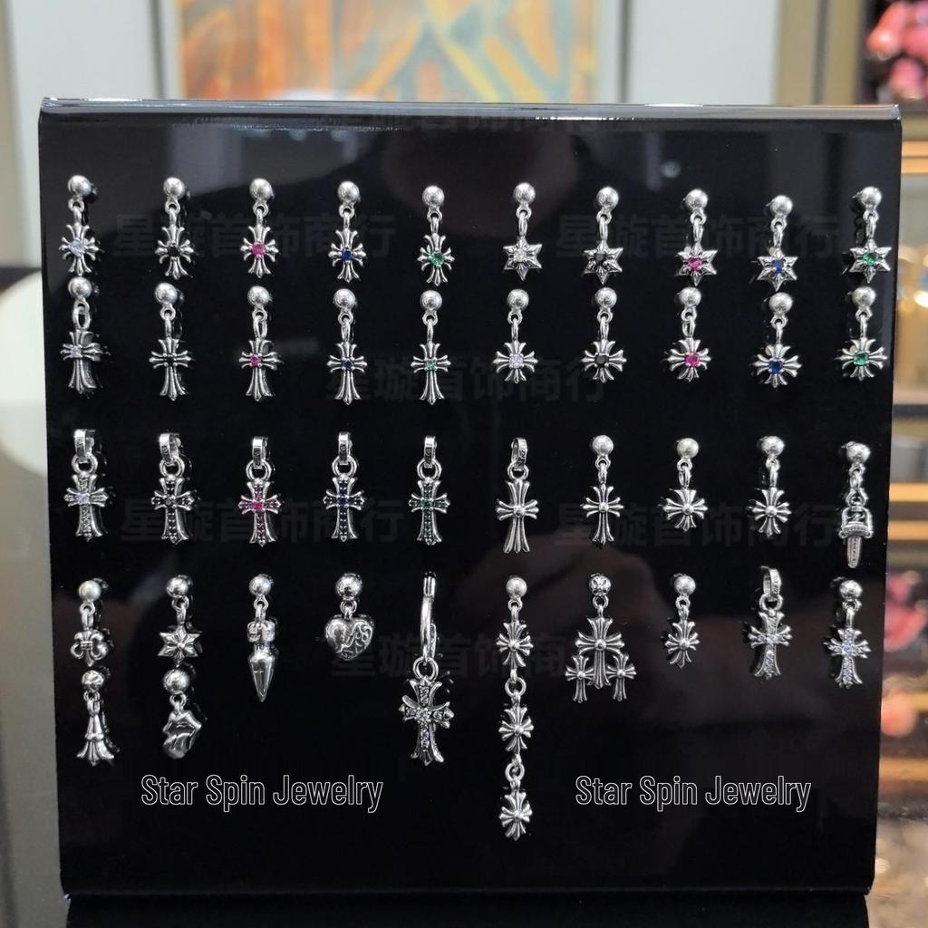 Cercei atârnători New Cross G-Dragon cu diamante colorate pentru bărbați și femei, Cupru alb, Argint thailandez, Ac din argint s925