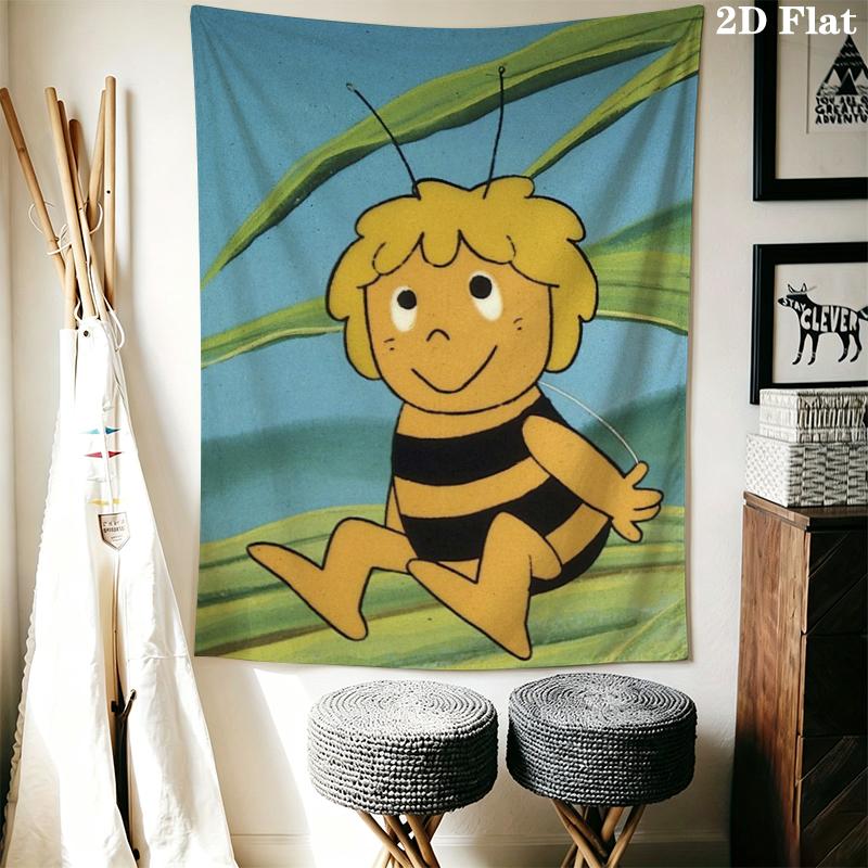 Bees and Maya Wall Tapestry Aesthetic Wall Hanging Printed Fabric Blanket Decorative Tapestries for Bedroom Living Room Home Decor