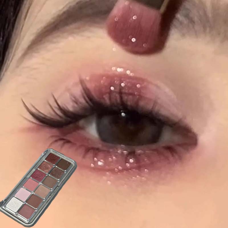 Oogcontour Make-up 12 Kleuren Oogschaduw Palet Zacht Mat Grijs Roze Oogschaduw Hoge Pigment Wijnrood Bruin Oogschaduw voor Dagelijks Gebruik