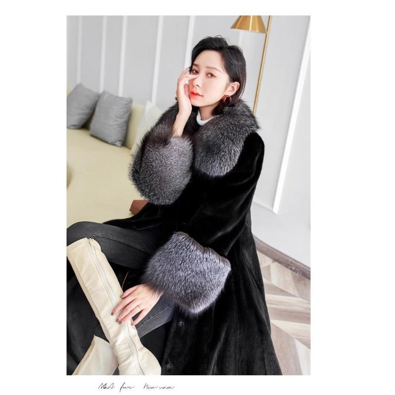 Herbst und Winter neu Imitation Nerz Samt mittel und lang Imitation Pelzmantel mittel und alt Wintermantel Damenbekleidung