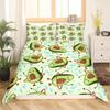 Avokado Dynetrekk sett for barn Kawaii Sengesett Cute Fruits Dynetrekk Twin Size Tropical Botanical Cartoon Quilt Cover