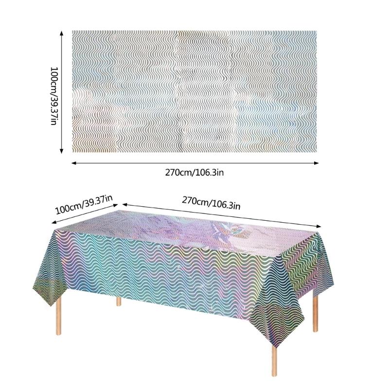 PET Tablecloth Waves Pattern Colorful Disposable Table Cover Party Decors For Outdoor Indoor Use And Family Gatherings