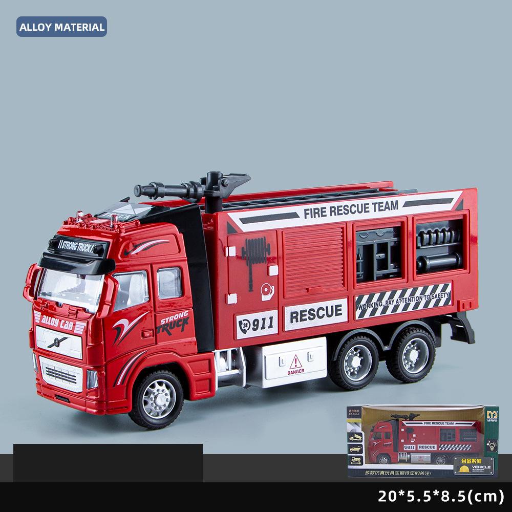1/32 Alloy Water Tanker Model Simulation Fire Transport Vehicle Pull Back Car Inertia Toy Car Metal Children Toy Car