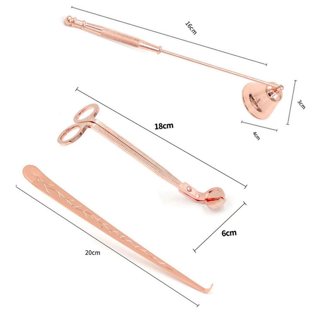 3 in 1 Candle Care Kit with Wick Trimmer Snuffer Dipper Professional Candle Accessory Set Rose Gold
