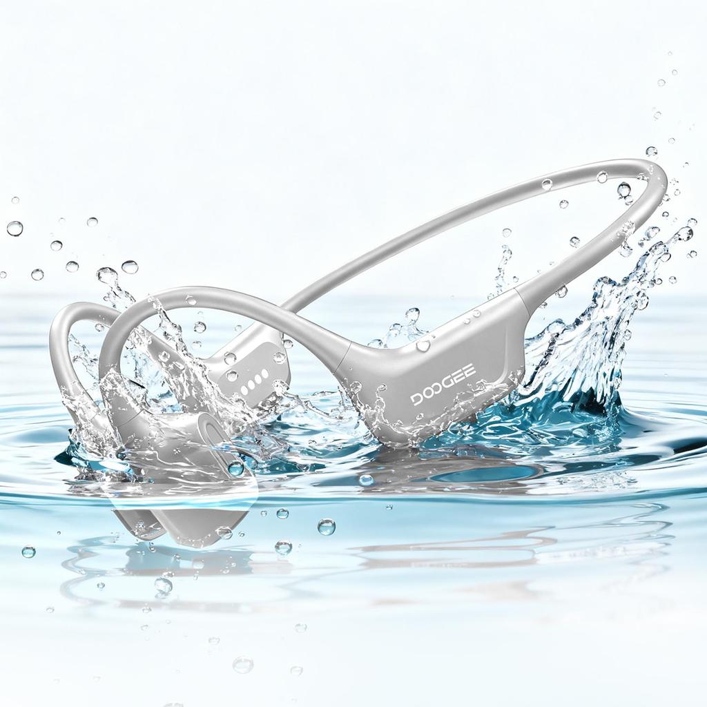 Doogee Knochenschall-Kopfhörer, IP68 Kabelloses Bluetooth 5.4, Dual-Treiber, Sport Open-Ear Kopfhörer zum Schwimmen, Laufen, Radfahren