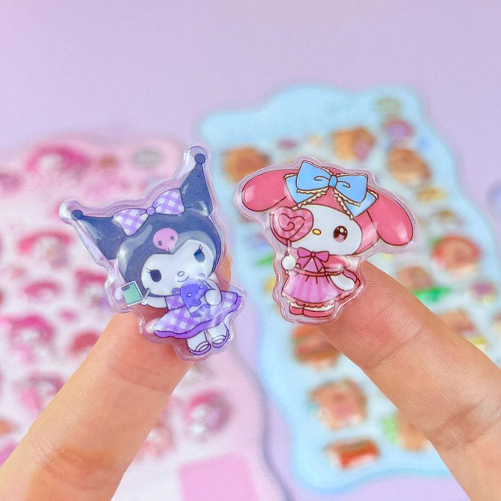 2/4 Pcs Mix Sanrio Cartoon Stickes Kuromi Capybara Zootopia 3D Stereo Crystal Sticker Decorative DIY Material Sticker