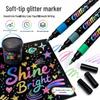 Washable Glitter Markers for Kids - Soft Tip Super Sparkle Colors for Art & School