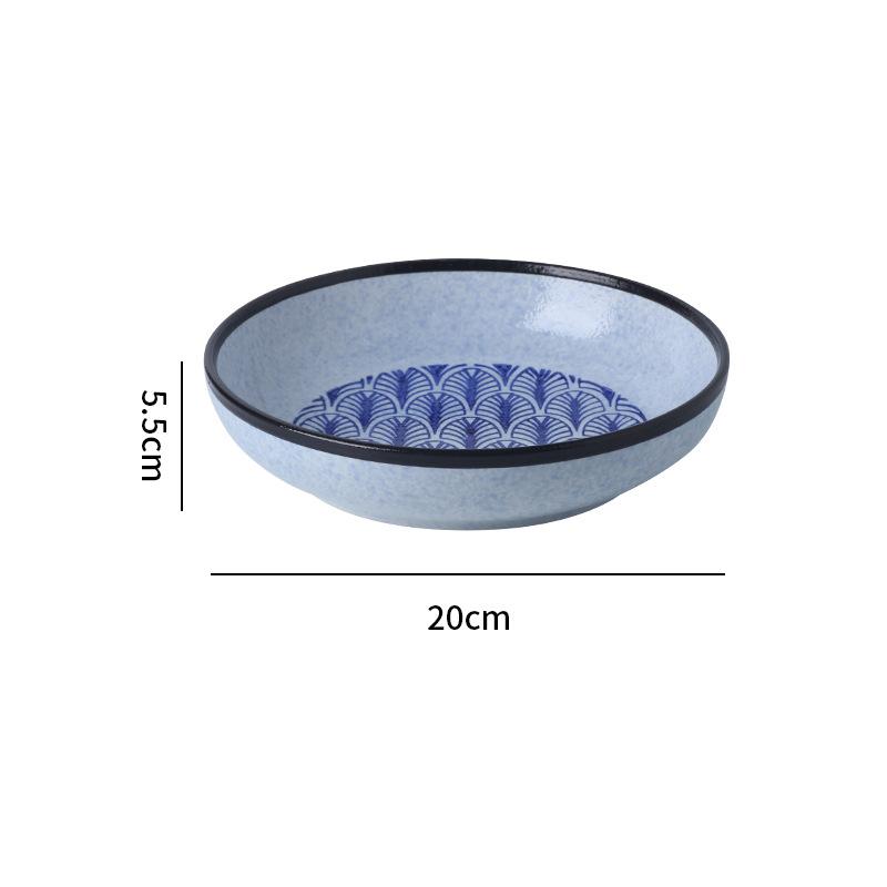 Japanese Classic Blue Pattern Tableware Hotel Style Western Food Plate Deep Plate Household High Value Shallow Plate Ceramic Disc