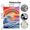 Frameless Pearl Bead Painting Kit Rainbow Ocean Wave Pattern DIY Sparkling Art Canvas Creative Leisure Craft for Adults Wall Decor Home Gift