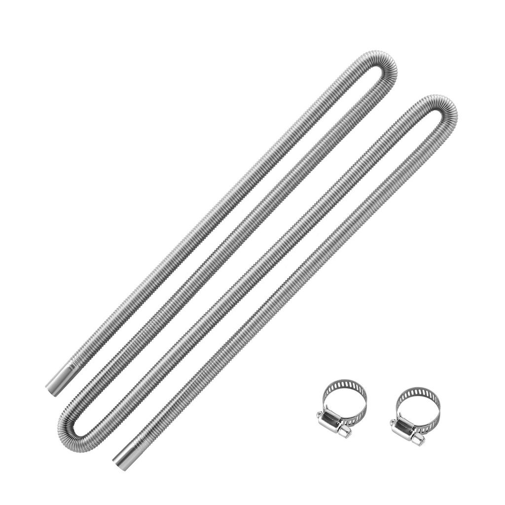 Exhaust Hose, 3000mm Stainless Steel Exhausts Hose, Diesel Heater Flexible Exhaust Pipe with 2 Hose Clamps, Exhausts Hoses Kit Diesel Heater