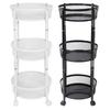 3 Tier Rolling Car Carbon Steel Round Folding Mobile Utility Storage Cart with Lockable Wheels for K