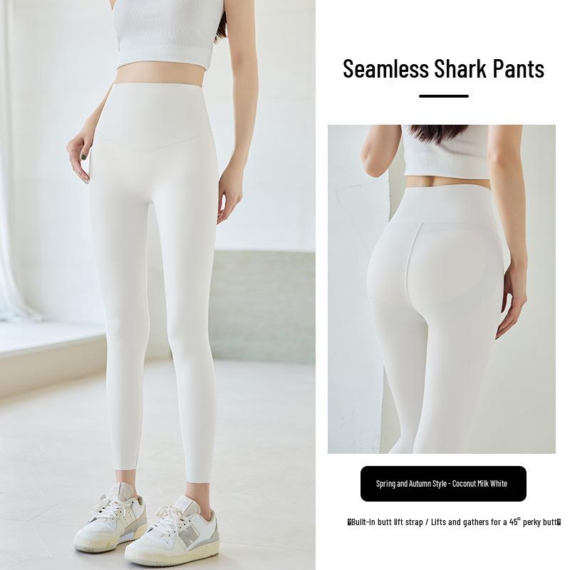 Women's High-Waisted Seamless Fleece Pants with Light Shaping - Antibacterial Base Layer for Autumn/Winter