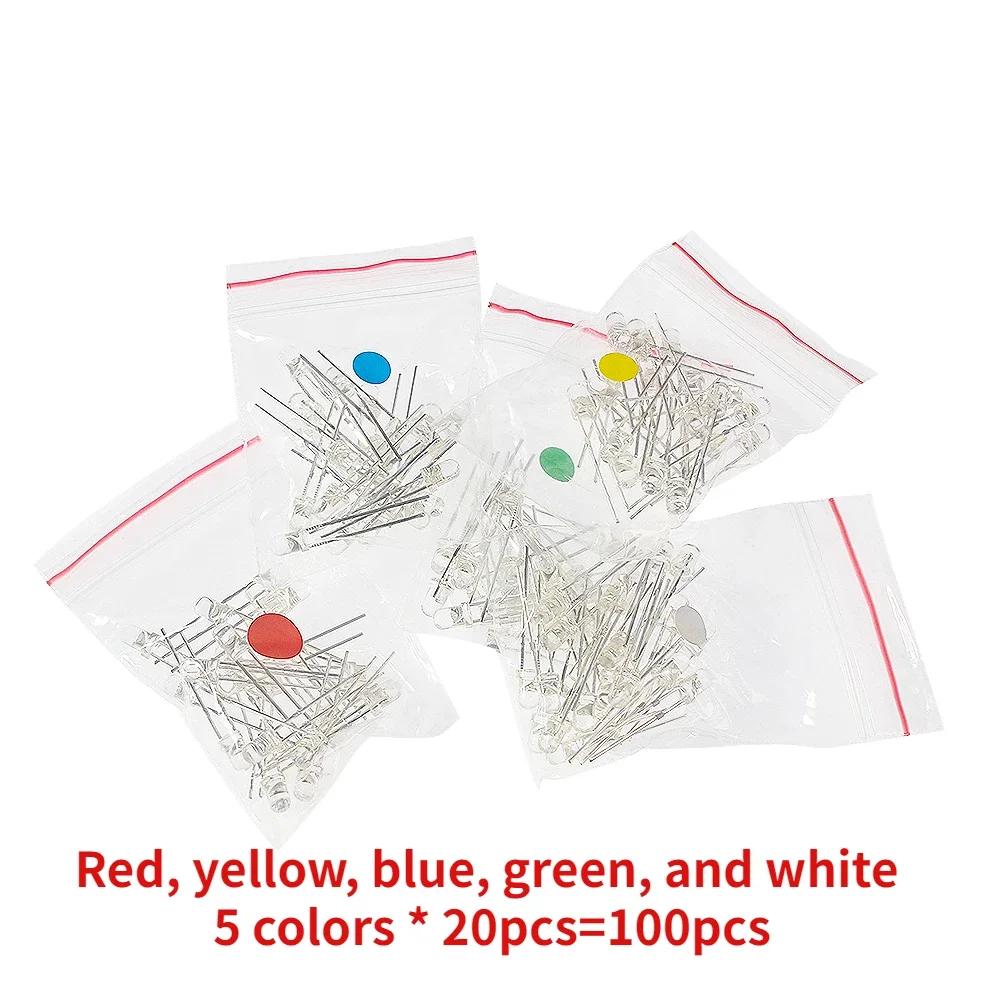 50/100 Stück Ultrahelle 3mm LED Leuchtdiode F3 Transparente LED Lampe Orange Gelb Weiß Grün Rot Blau DIY Kit