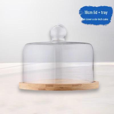 Huabeishi Glass Dome Cake Plate with Wooden Tray