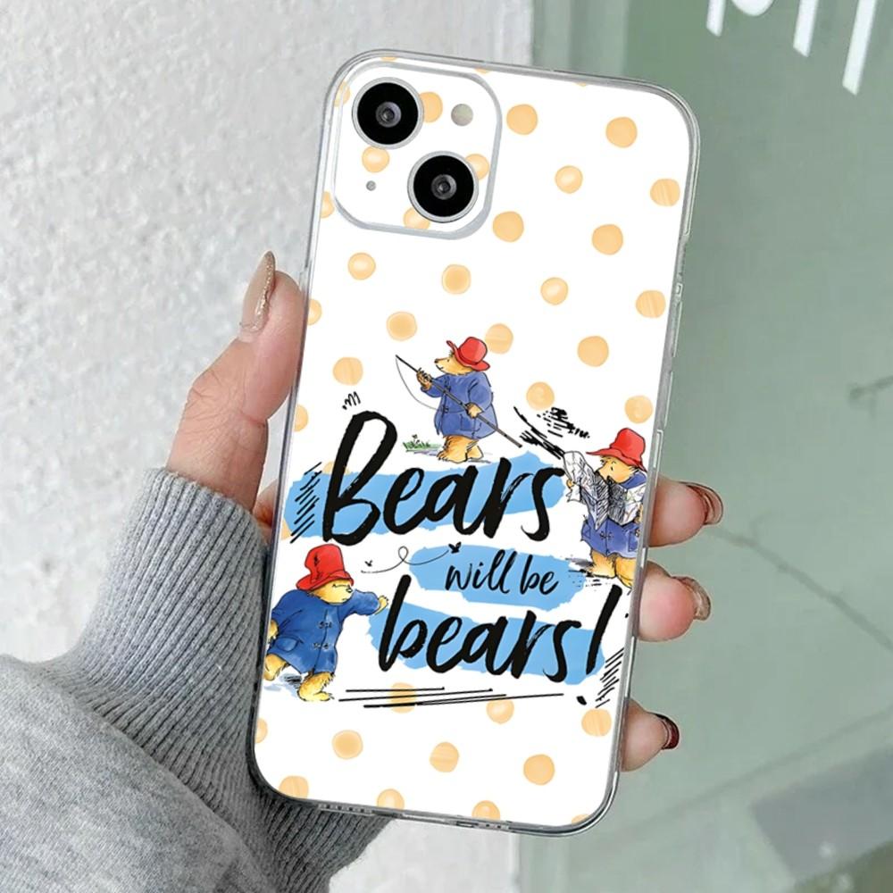 Cute P-Paddington Bear Phone Case For iPhone 16,15,14,13,12,11 Plus,Pro,Max,XR,XS,X,7,8 Plus,SE,Mini Transparent Silicone Soft