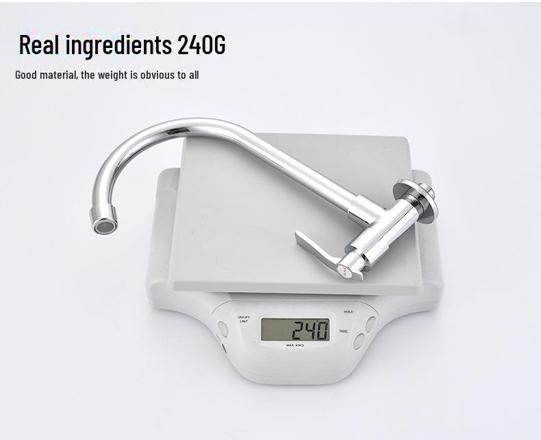 Huang Chao Copper Wall-Mounted Kitchen Faucet for Mop Pool, Single Cold Water, 4-Point Sink