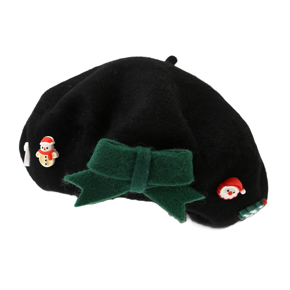 Fashion Christmas Beret Hat Red Green Sweet Christmas Beret Hat Wool Felt Dress Up Xmas Painter Hat New Year Gifts