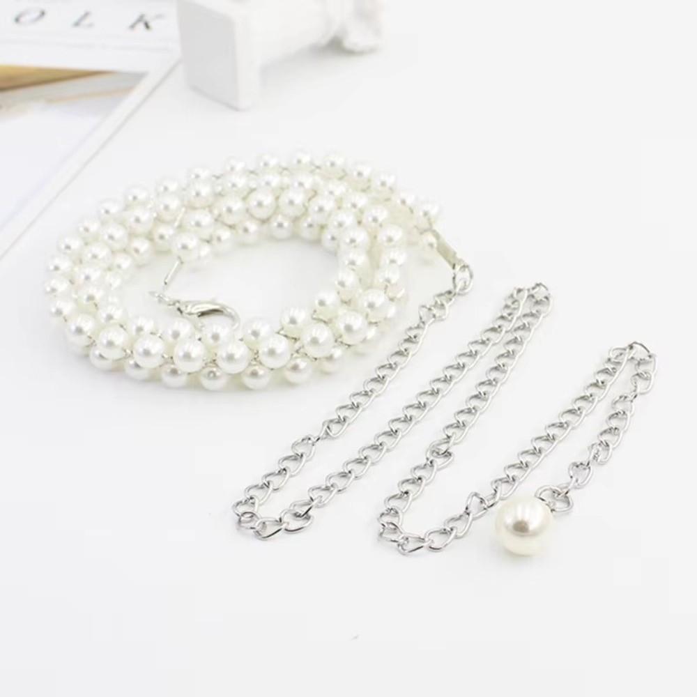 Thin Pearl Pendant Belt Adjustable Dress Skirt Belt Belly Chain Belt Women Dress Decoration