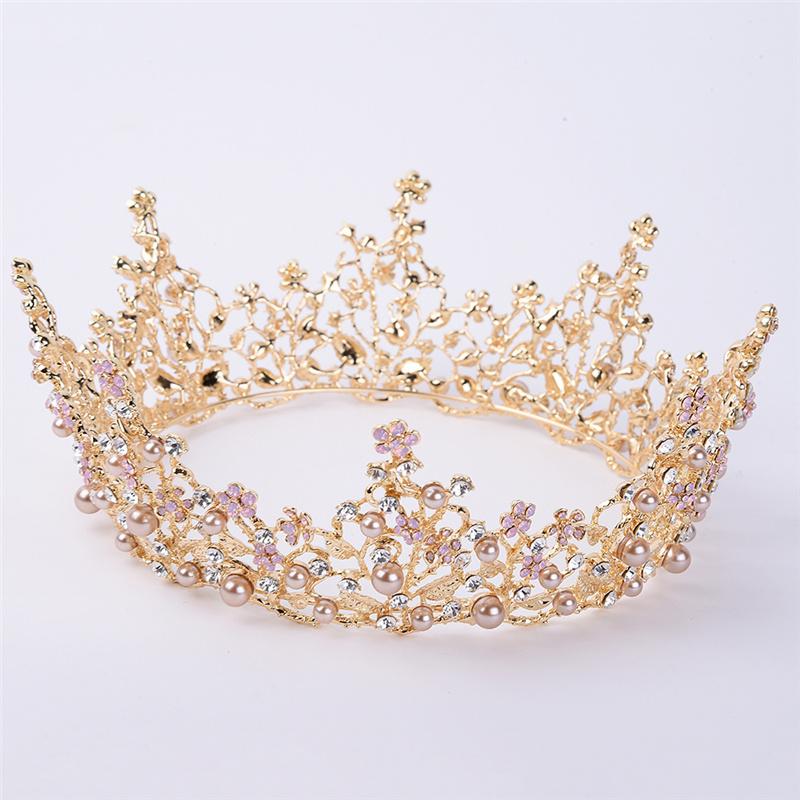 Flower Circle Royal Queen King Crowns Bride Diadem Headdress Banquet Tiaras Prom Pageant Party Wedding Crown Hair Jewelry
