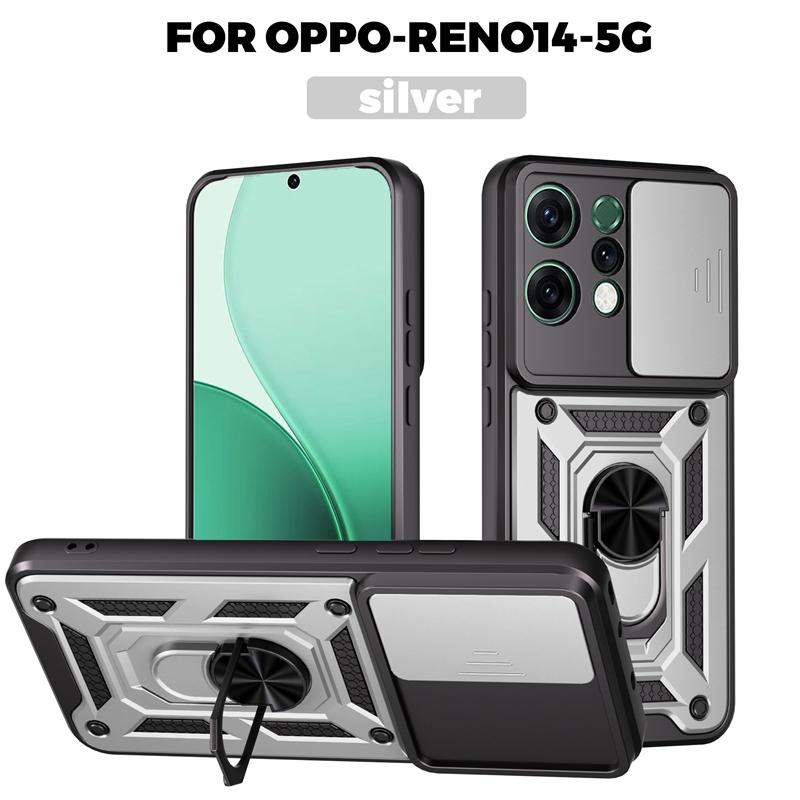 Armor Magnetic Ring Bracket Case For OPPO Reno 14 Pro 14F 5G Slide Lens Protector Cover for Reno14 Reno14F Funda