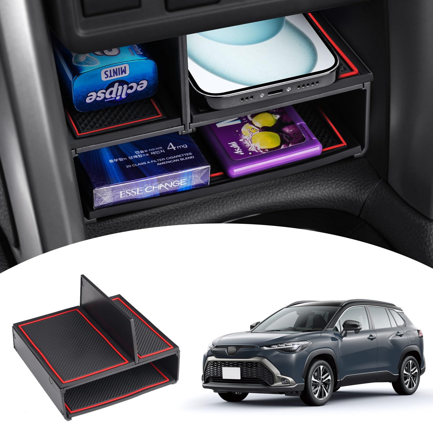 

Mozan Toyota Corolla Cross Exclusive Центральная консоль Средний ярус Разделитель консоли для внедорожника Corolla Cross Отсек для хранения в автомобиле Хранение мелких предметов АБС чёрный