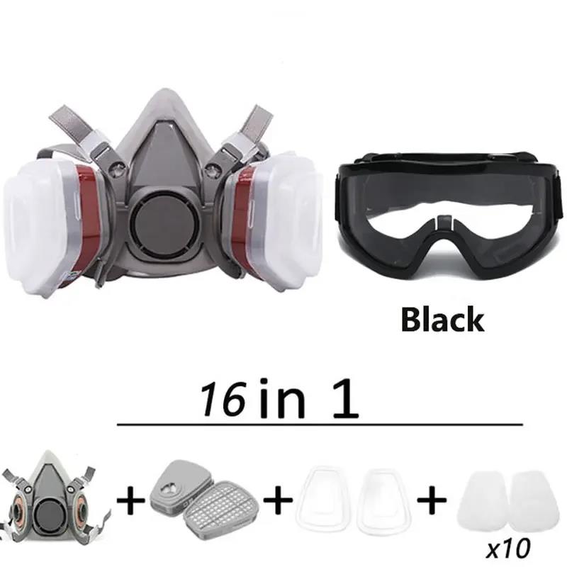 6200 Industrial Respirator Half Face Mask for Spray Painting Chemical Organic Vapor Dust Protection with Goggles Filters 7