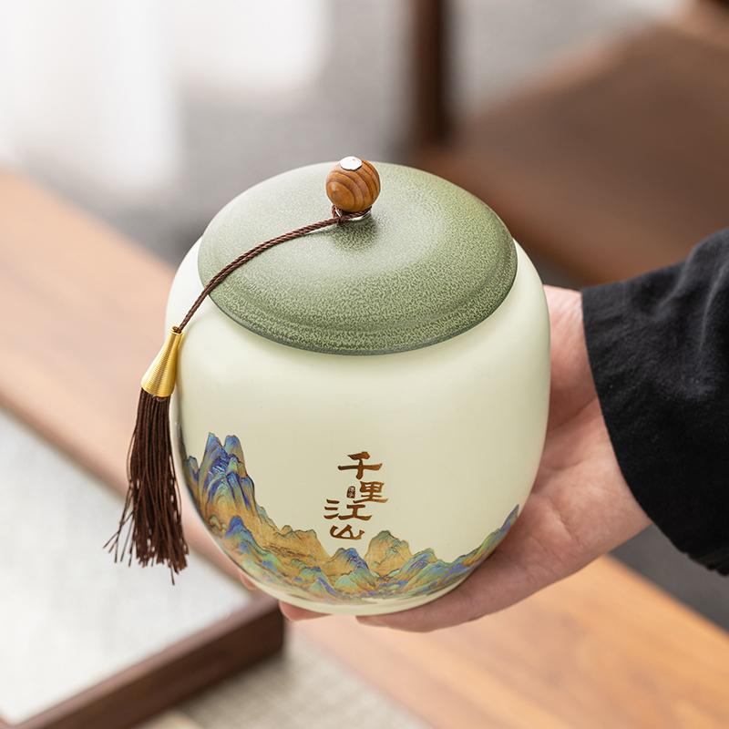Ceramic Tea Jar Coffee Candy Food Storage Universal Jar Loose Tea Sealed Jartea Storage Jars Home Decor Glazed Ceramic Vase